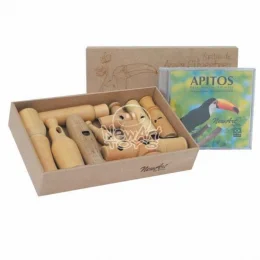 Caixa de Apitos Ref: 160 Caixa em MDF com 09 Apitos de Aves + Tampa + CD